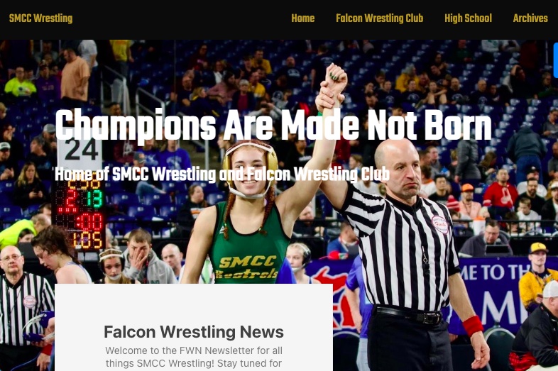 Falcon Wrestling Club Front Page